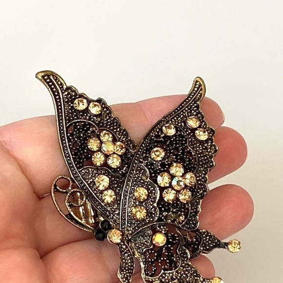 Ring Butterfly Stretch Antique Bronze Tone 7.5 - Picture 2 of 12